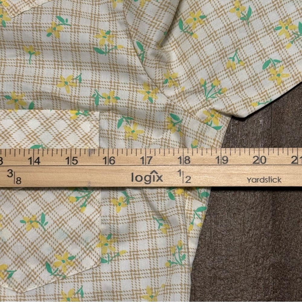 Wrangler Women’s Long Sleeve Button Snap Blouse Yellow Plaid Floral NWT Size S - Picture 10 of 11